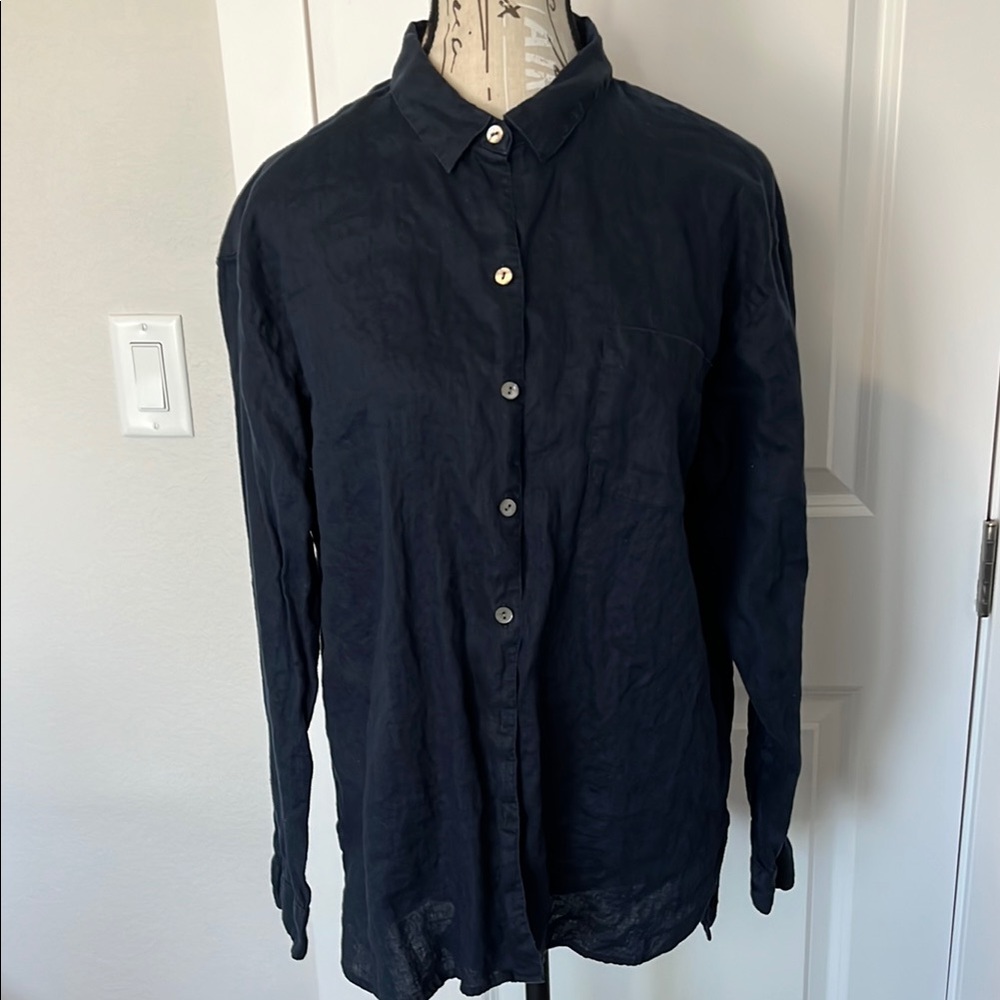 J. Jill Love Linen Navy Blue Tunic